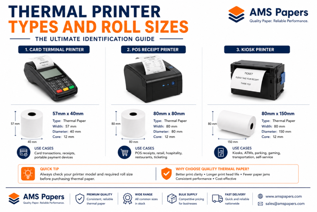 Common Roll Sizes by Printer Type