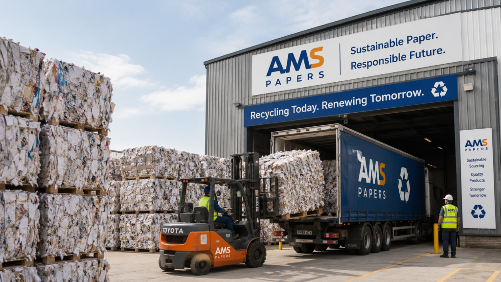 waste paper recycling revenue stream at a business loading dock